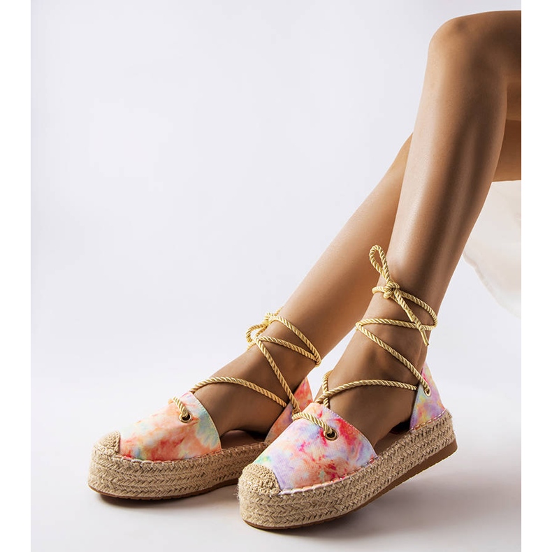 Espadrillas con plateau e lacci di colore giallo di Duffet 1