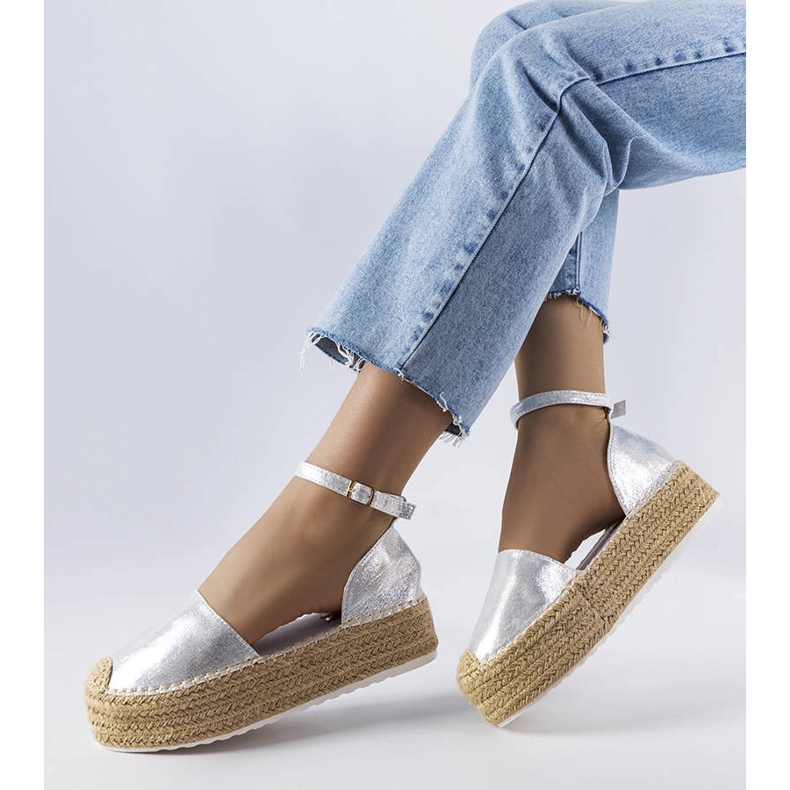 Espadrillas argento con plateau di Clousson 1