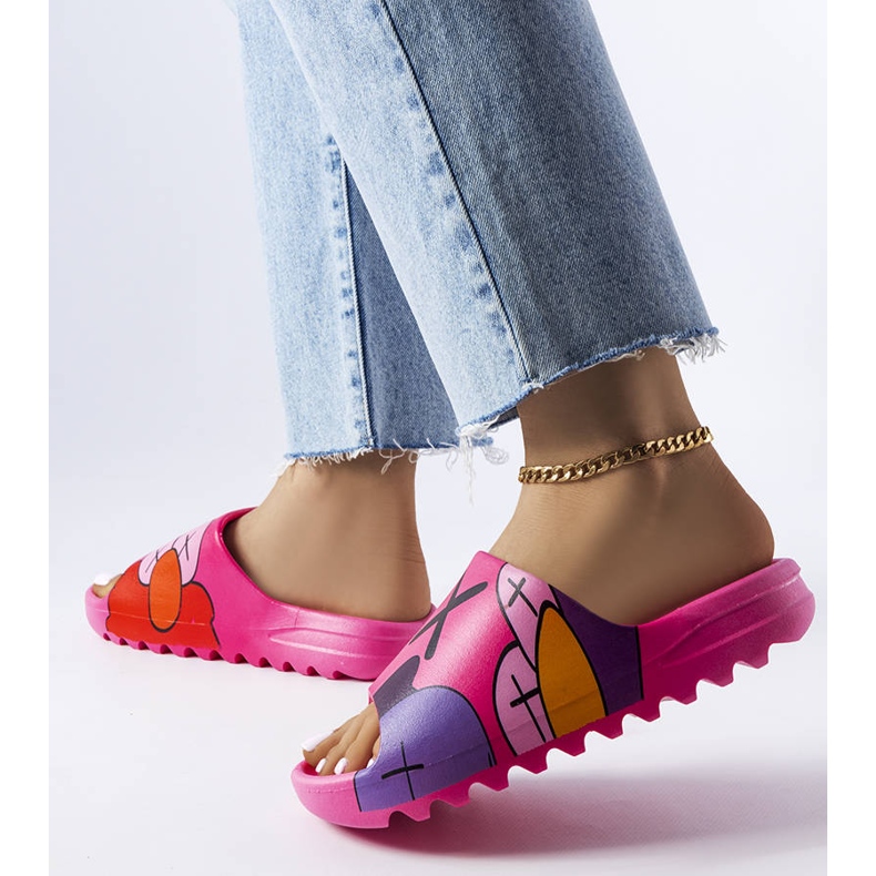 Infradito rosa scuro con stampe 2