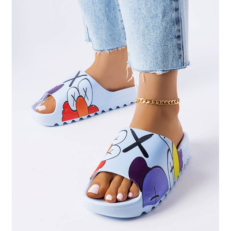 BM Infradito blu con stampe 1