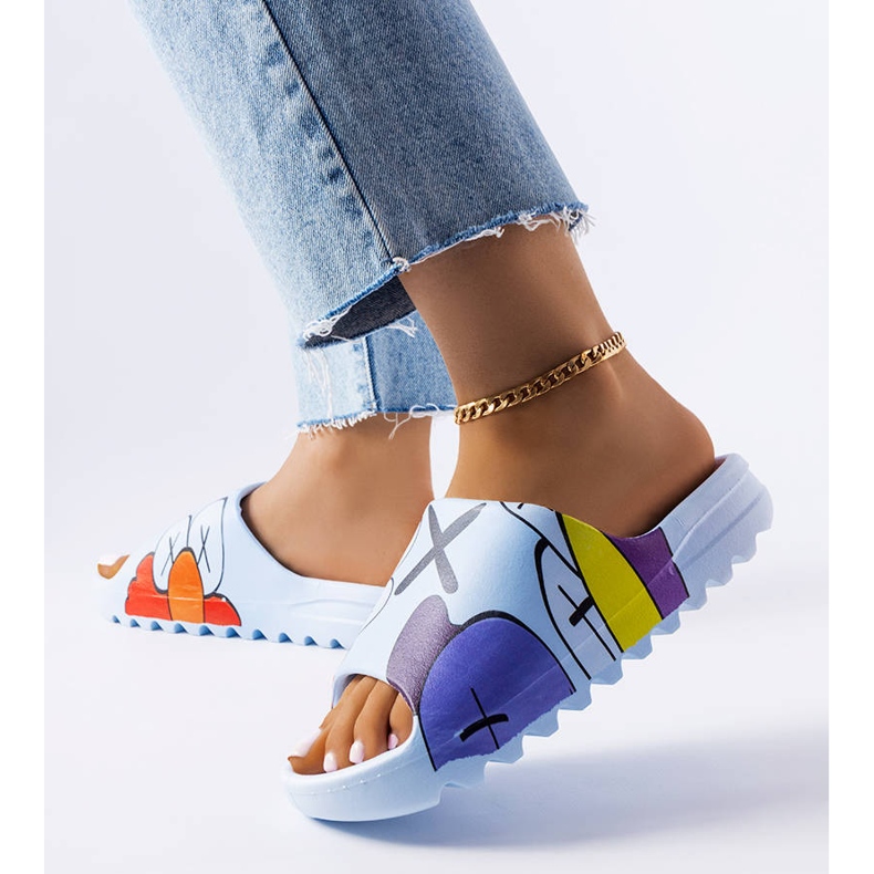 BM Infradito blu con stampe 2