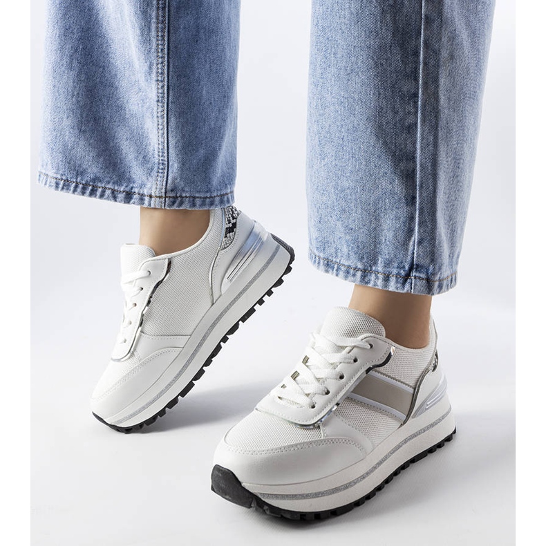 Sneakers bianche con inserti glitter di Lang bianco 1
