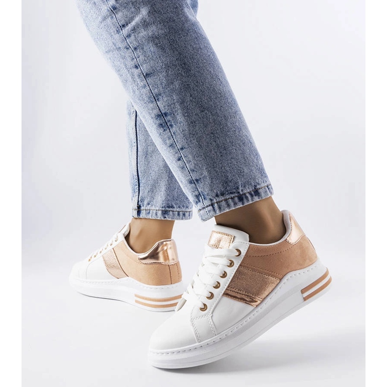 Sneakers bianche con inserti rosa di Deans bianca 1