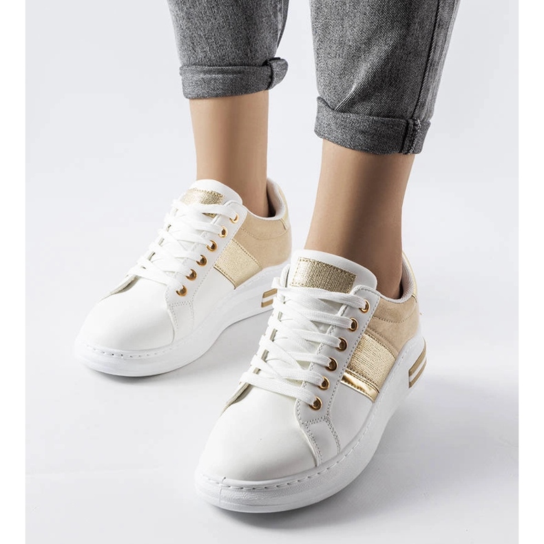 Sneakers bianche con inserti beige di Deans bianca 1