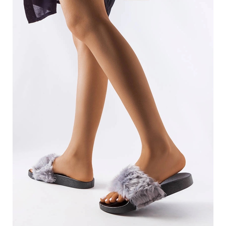 Pantofole grigie con pelliccia di Genevre grigio 2