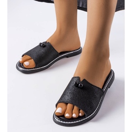Sandali neri metallizzati con perle di Frederi nero 1