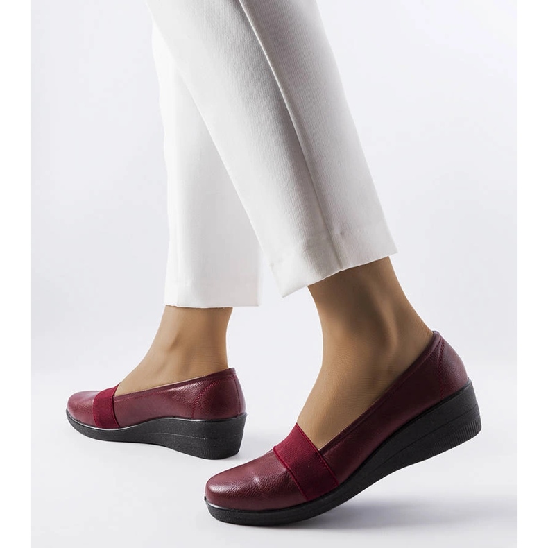 Scarpe con zeppa bordeaux di Bisson rosso 1