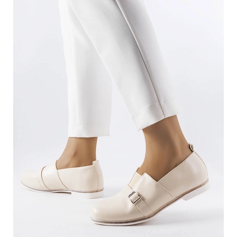 Scarpe francesine beige con soletta in pelle di Felosa 1