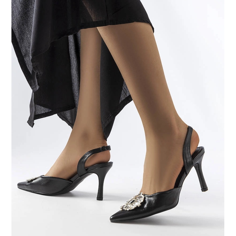 Décolleté Moïse nere con strass nero 1