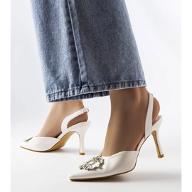 Décolleté Moïse con strass bianchi bianca 1