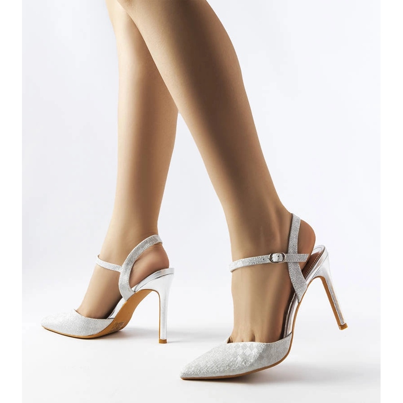 Tacchi lucidi argento Gallia d'argento 2