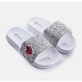 Pantofole glitterate grigie per bambini di Boncoeur argento 1