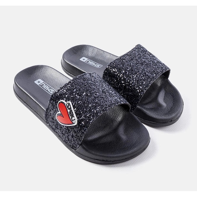 Pantofole glitter nere per bambini di Boncoeur nero 1