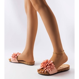 Pantofole rosa decorate con fiori Farland 2