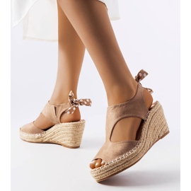 Espadrillas marroni con zeppa di Dumoulin beige 1