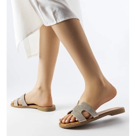 Ciabatte argento con inserto in pelle Lazure 2