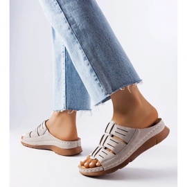 Ciabatte con zeppa in jersey grigio 1