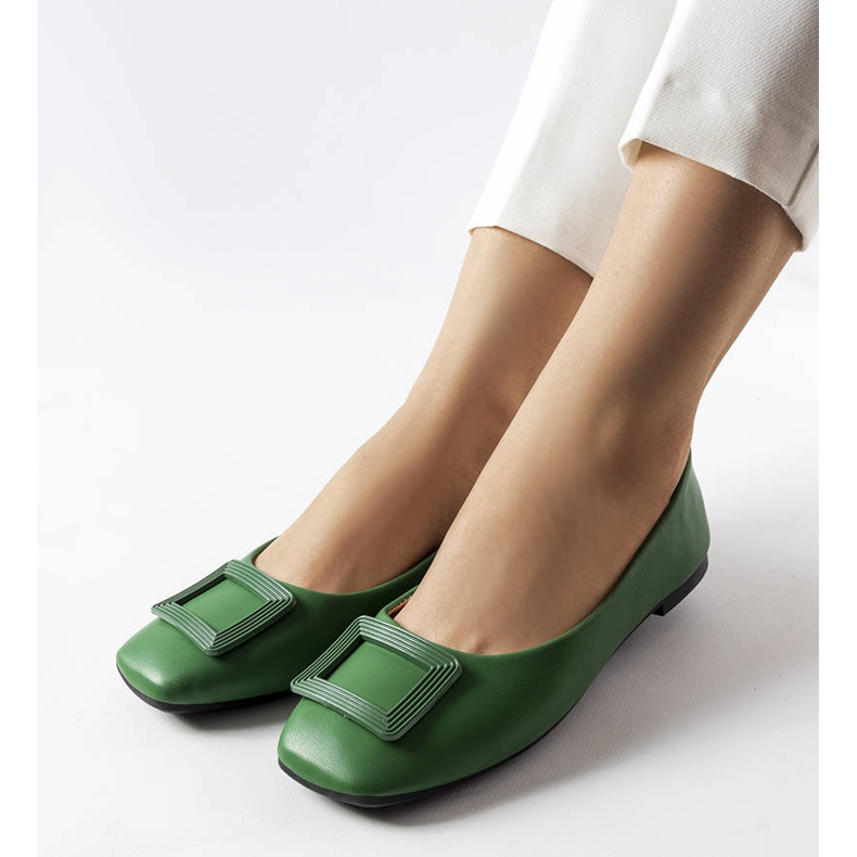 Ballerine verdi con fibbia Sheller verde 1