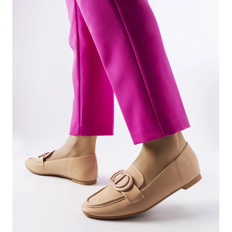 Mocassini beige scuro con fibbia di Poissonnier 1
