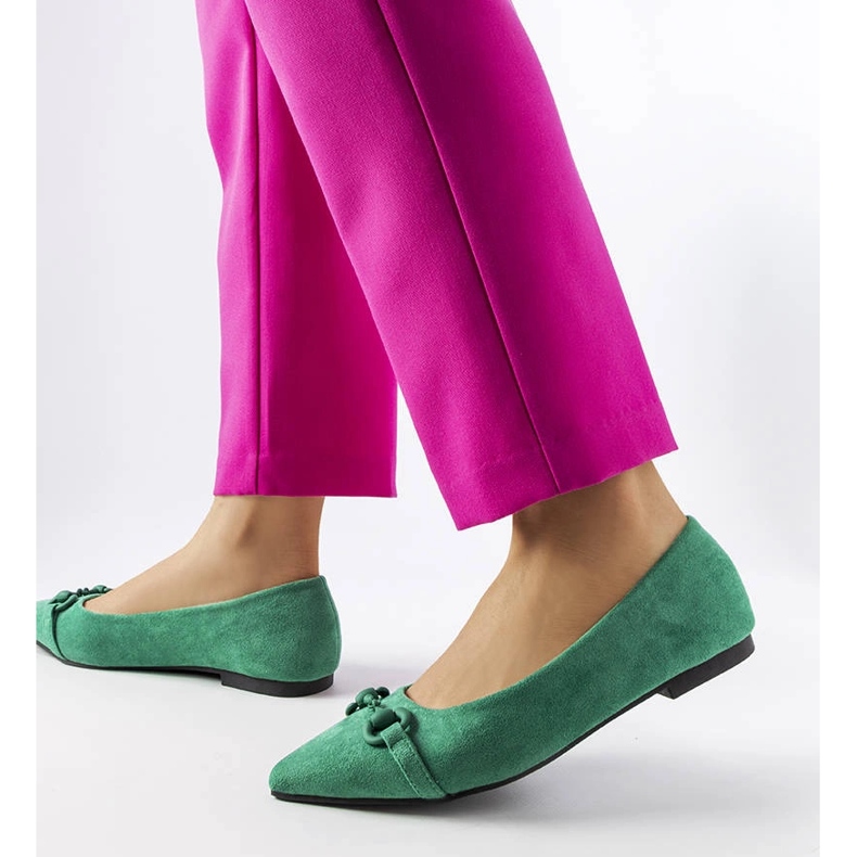 Ballerine verdi a punta di Aimé verde 1