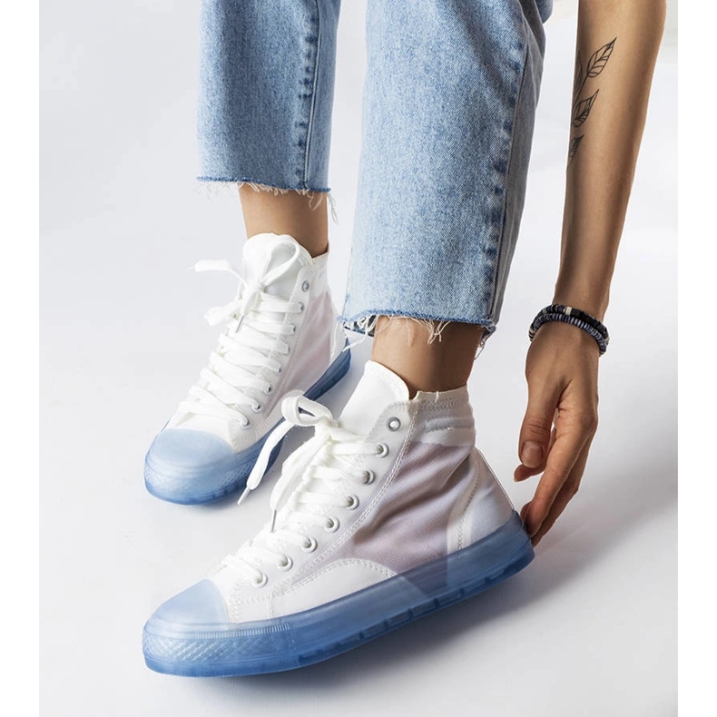 Sneakers alte bianche e blu di Nanterre bianco 1