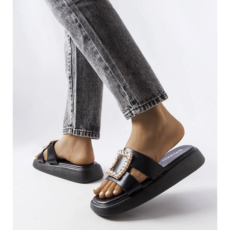 Infradito nere con strass Fusbert nero 1