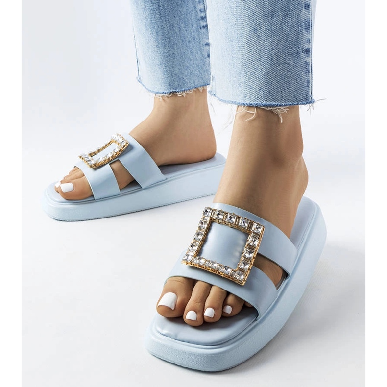 Ciabatte Fusbert in strass blu 1