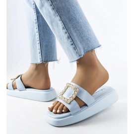 Ciabatte Fusbert in strass blu 2