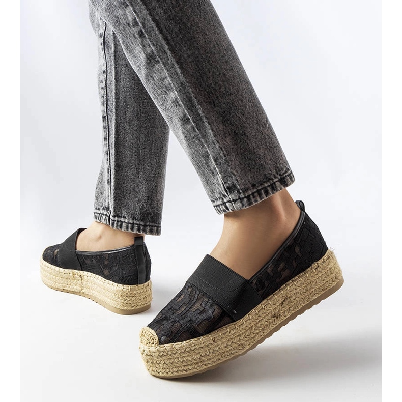 Espadrillas in rete nera di Bateliers nero 1