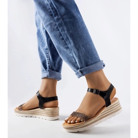 Sandali neri con zeppa di Bussière nero 1