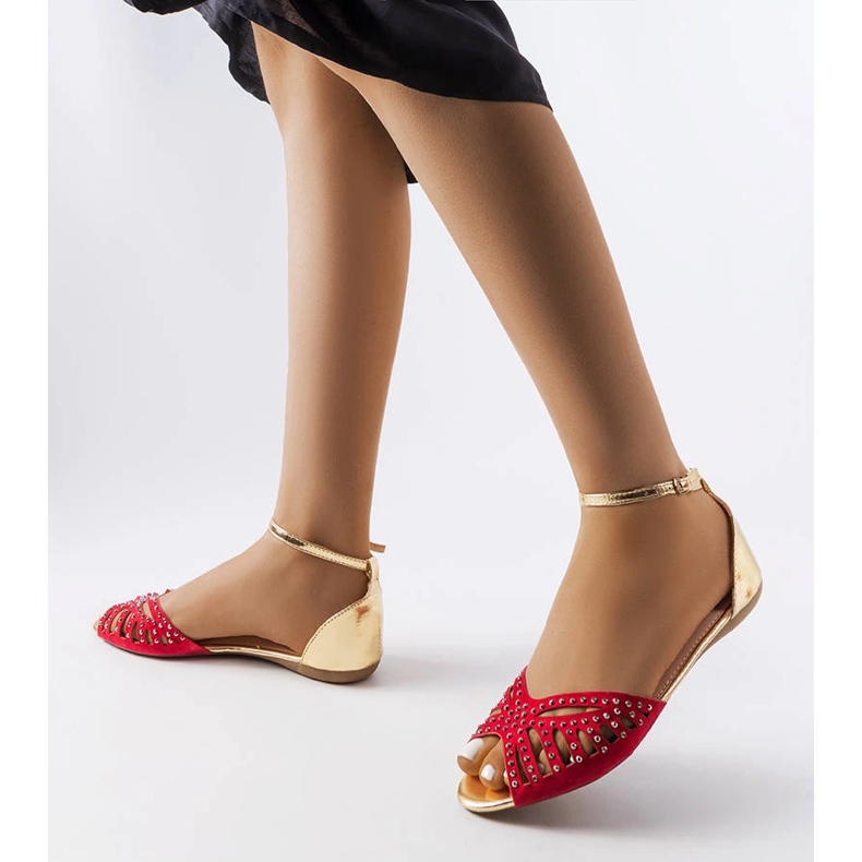 Sandali traforati rossi con zirconi di Aubrette rosso 1