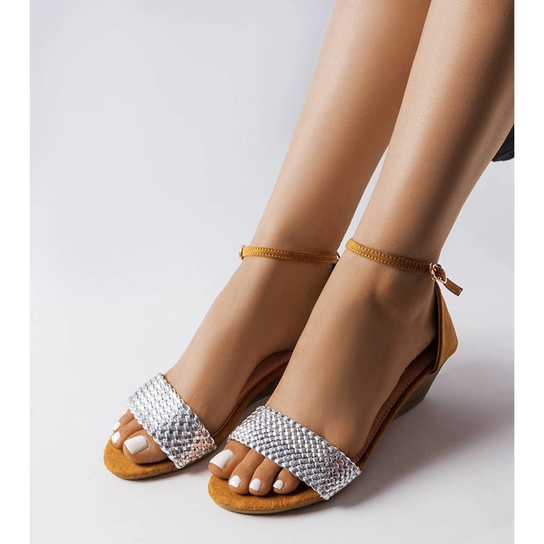 Sandali Veltri con zeppa argento d'argento 1