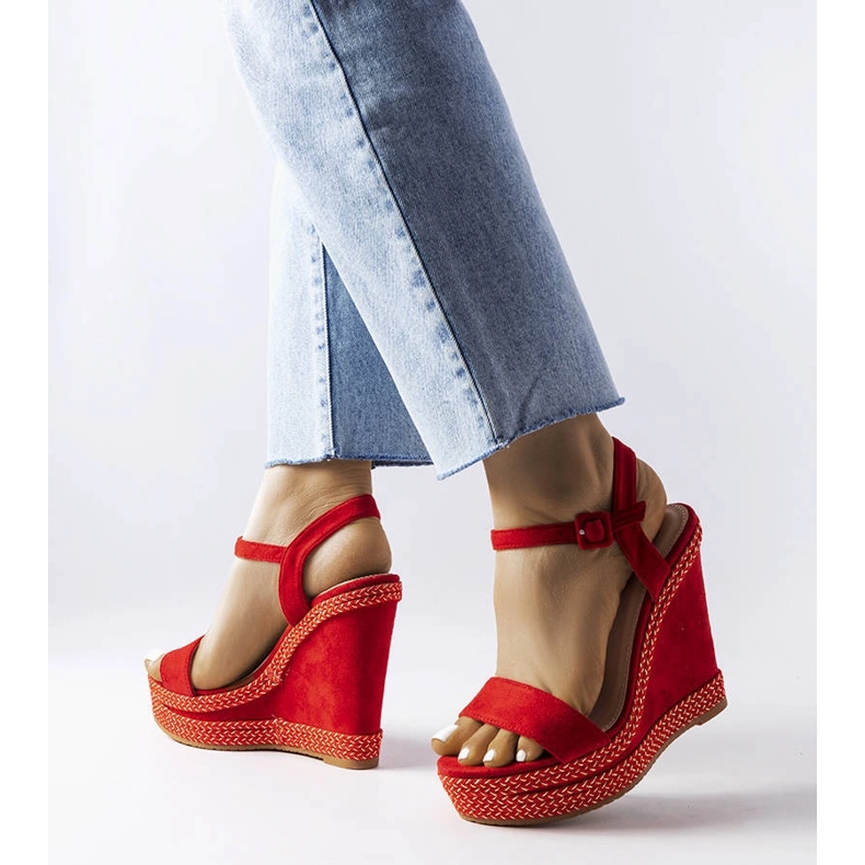 Sandali con zeppa rossi di Inala rosso 1