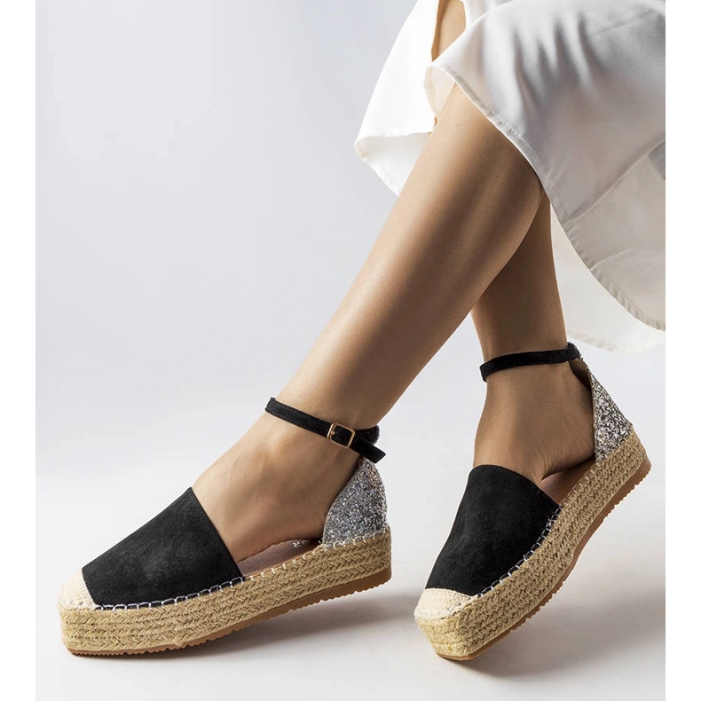 Espadrillas nere con inserto glitterato di Myasia nero 1