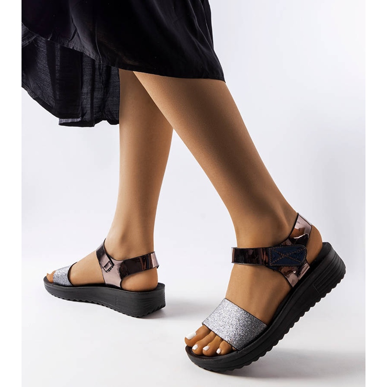 Sandalo con zeppa Blask grigio nero 1