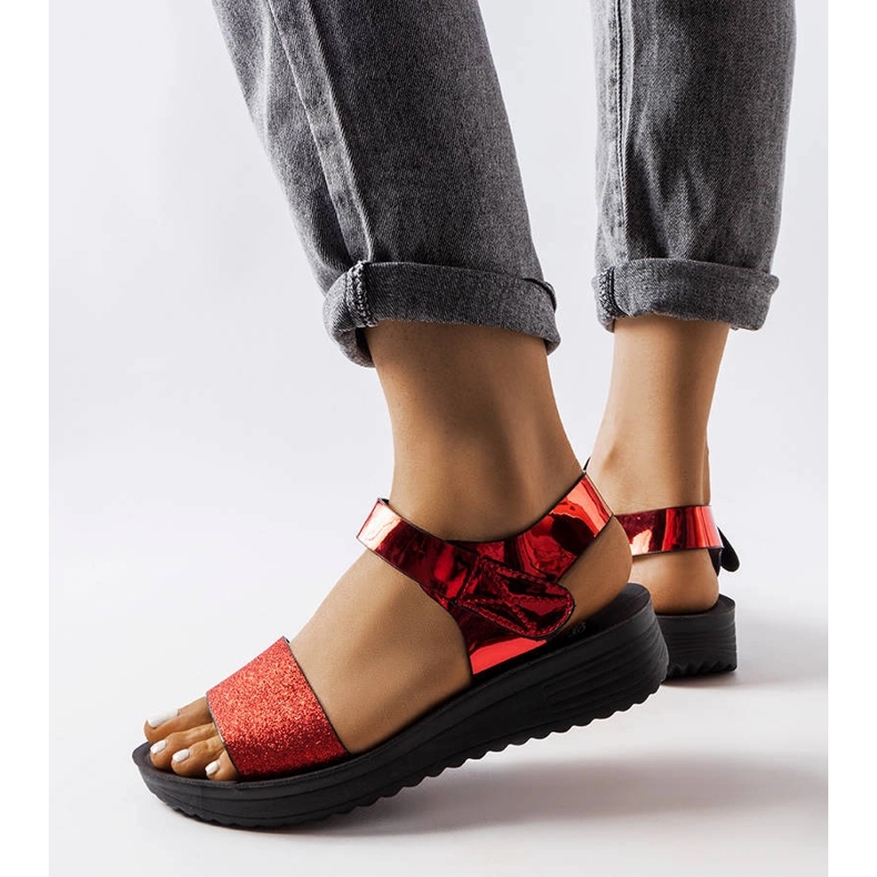 Sandalo con zeppa Blask rosso 1