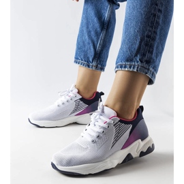Sneakers sportive bianche e blu navy di Galatee bianco 1
