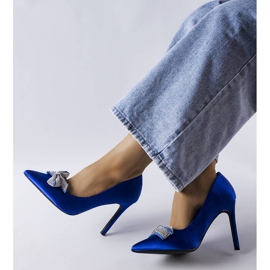 Spille blu con finitura satinata e fiocco Mia 2