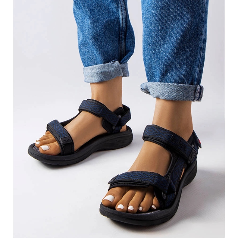 Lee Cooper LCW-23-34-1685L sandali neri con velcro blu 1