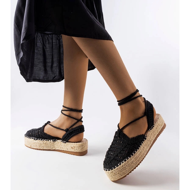 Espadrillas stringate nere di Partenia nero 1