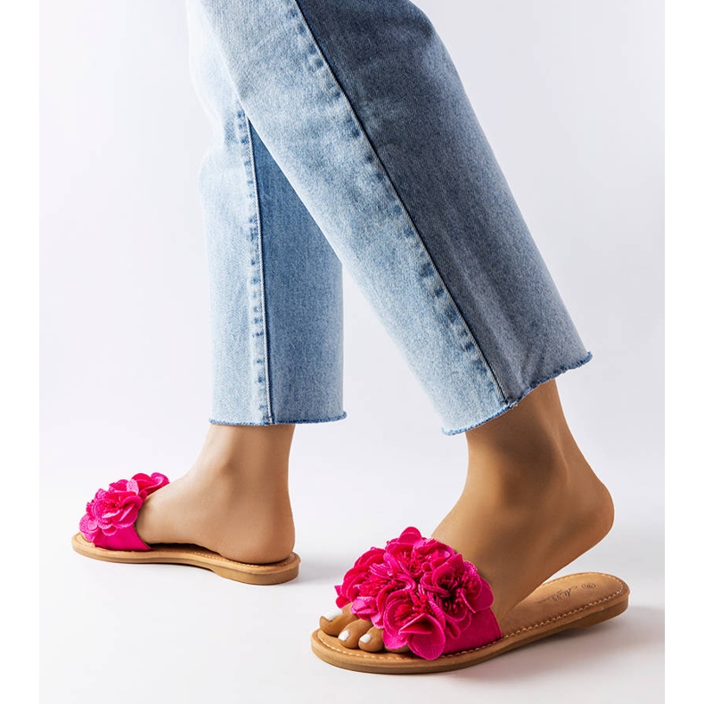 Pantofole Alfrida rosa con fiori 2