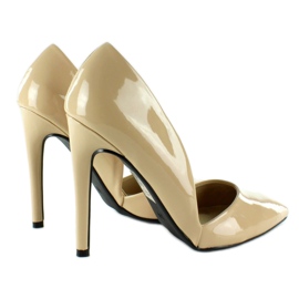 Décolleté laccate con dentellature EE05 Beige marrone multicolore 2