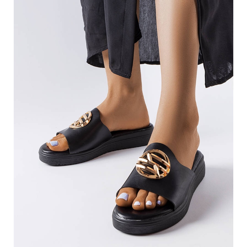 Ciabatte nere con plateau Michelle nero 1