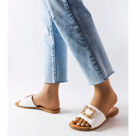 Ciabatte Miriam bianche con decoro bianco 2