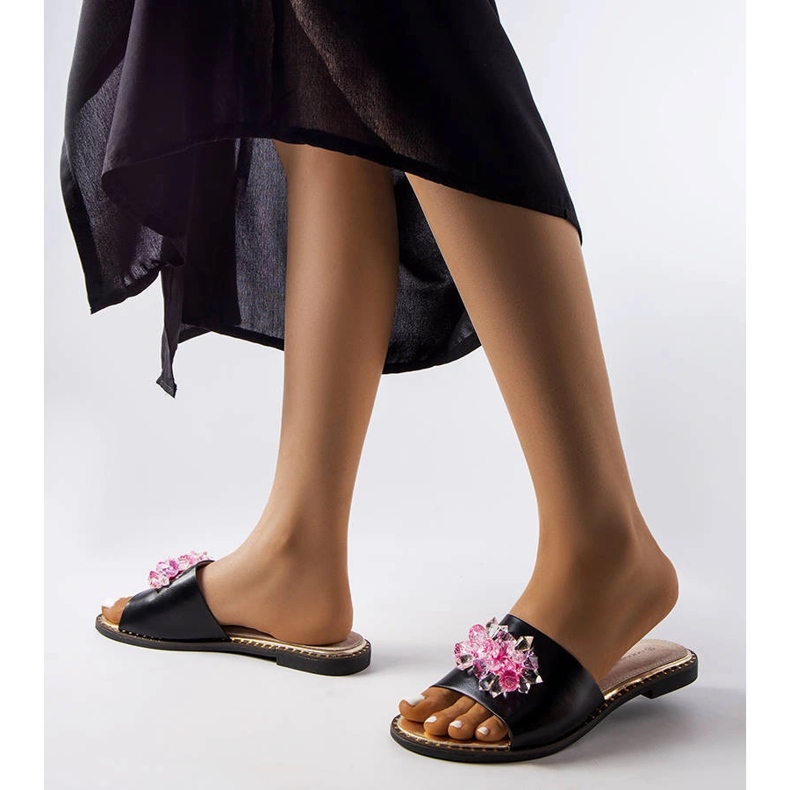 Goodin Infradito nere con cristalli nero 2