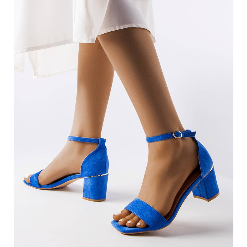 Sandali blu Dara con tacco basso 1