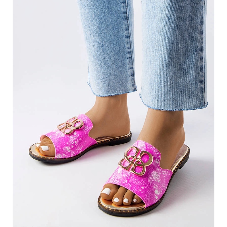 Inna Pantofole rosa da donna con fibbia Lea 1