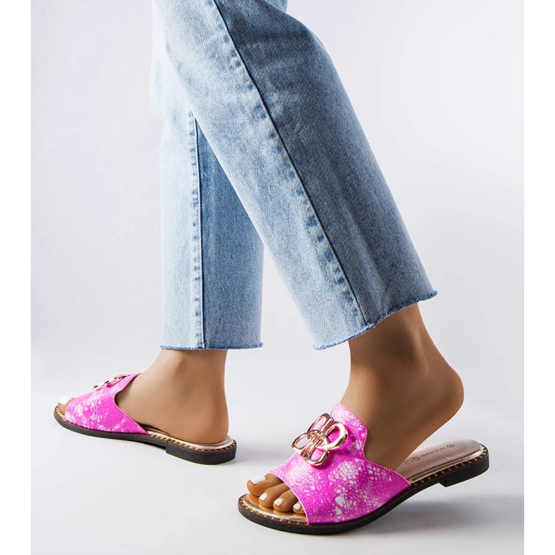 Inna Pantofole rosa da donna con fibbia Lea 2