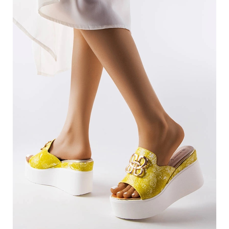 Goodin Sandali con zeppa Havanna gialli giallo 2