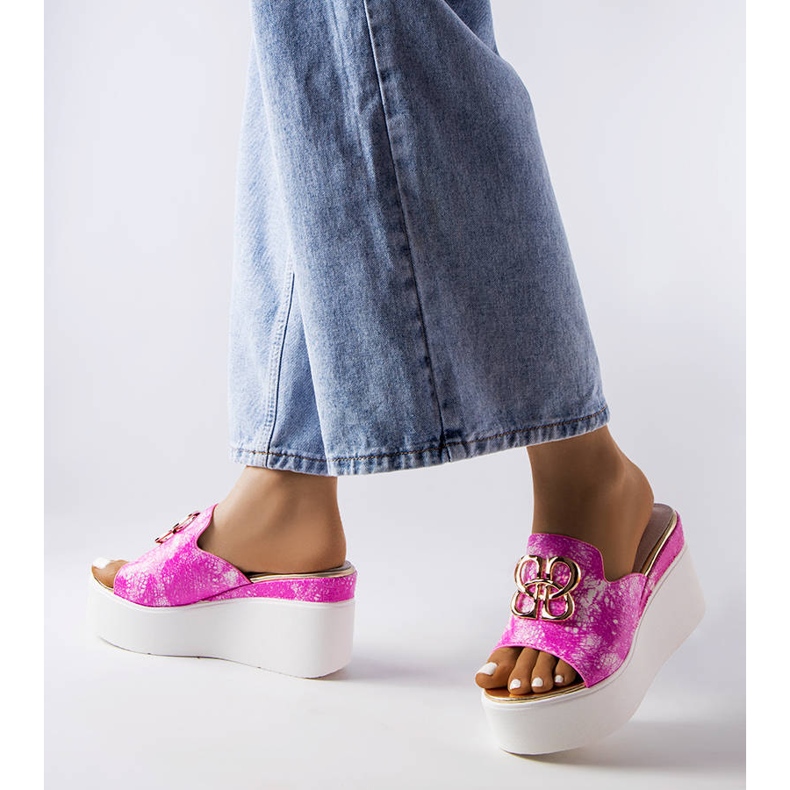 Sandali con zeppa rosa havanna 1